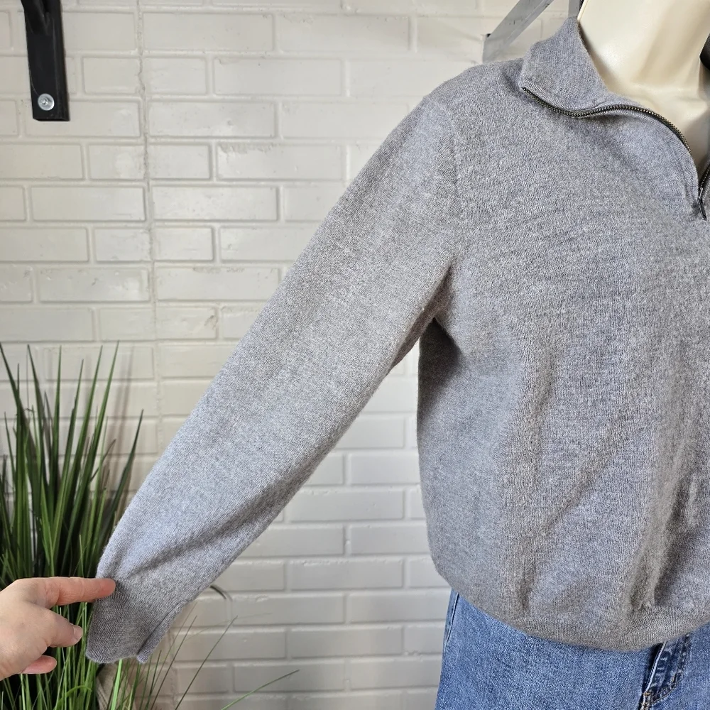 Christian Lacroix Gray Quarter Zip Long Sleeve Sweater Large - Picture 8 of 8